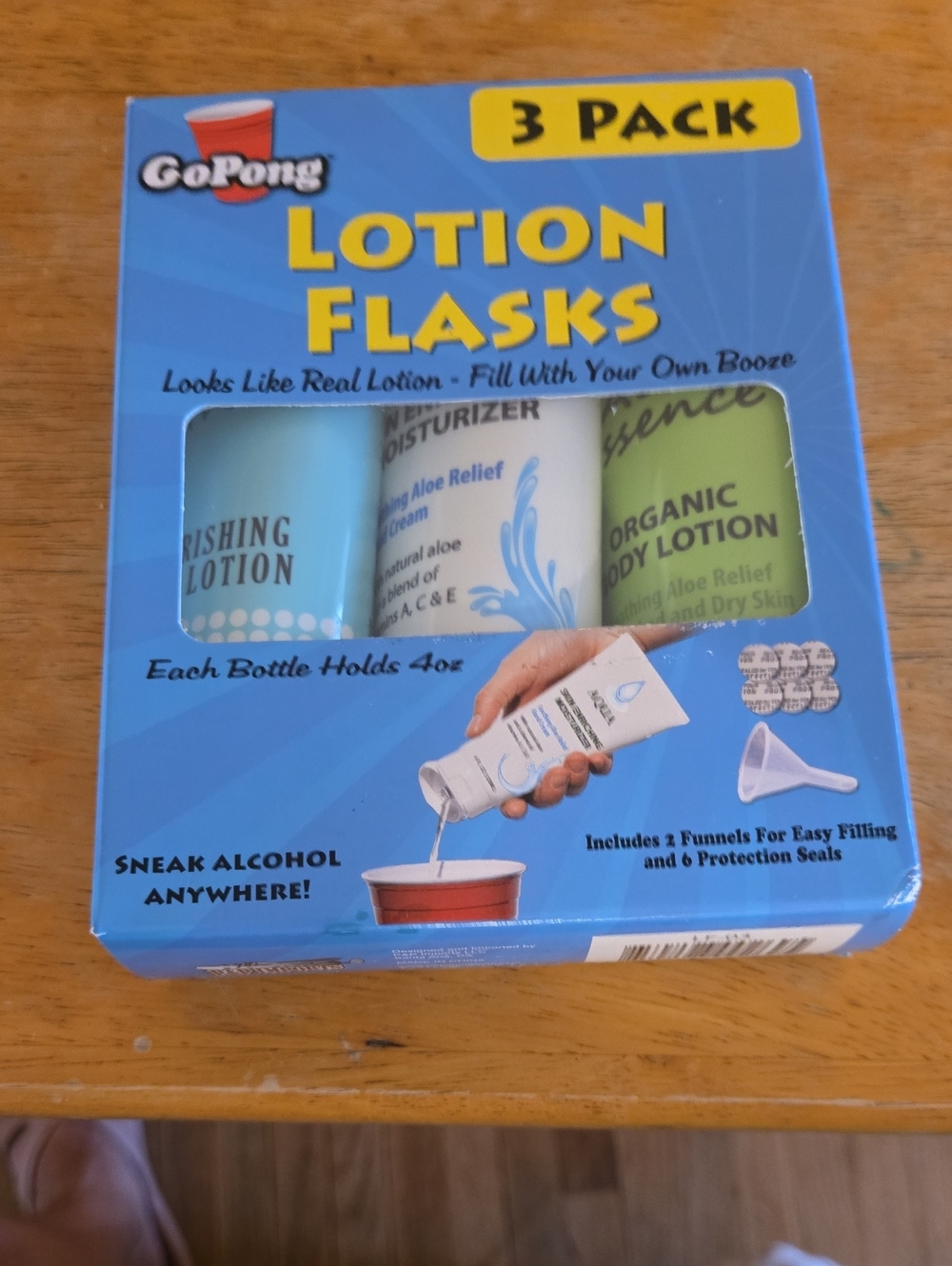 Blue Lotion Flasks 3-Pack - Discreet Party Bottles